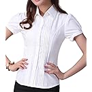 Women's Fashion Tops Blouse Y Y Shirts Cutter Short Sleeve Slim White Color Commuting to work business office work college Formal Suit for Women's