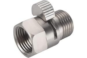 CHUANGTIM Brushed Nickel Water Flow Control Valve, G 1/2" Shower Head Flow Control Brass Shut Off Valve for Handheld, Water Pressure Regulator Replacement for Shower System