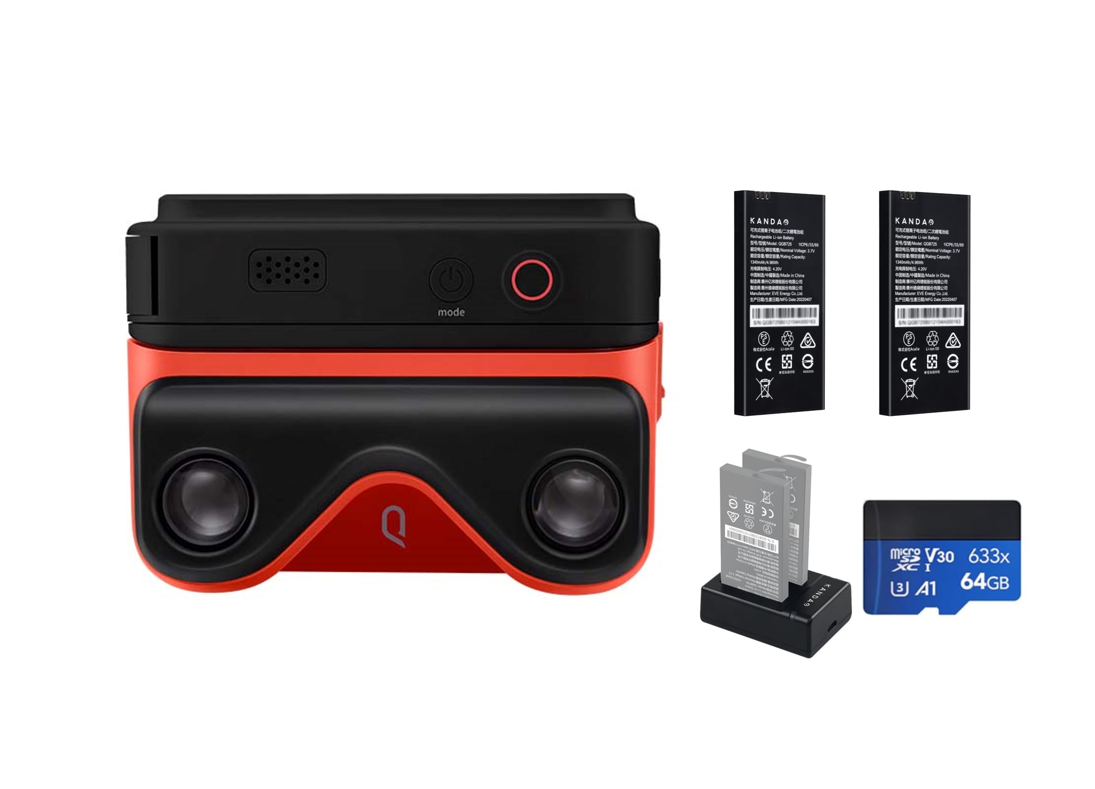 KanDao QooCam Ego - Viewer-Integrated 3D VR Camera, 4K 60fps Videos Stereoscopic Instant Display, for Travel, Party, VR Content-Created Device, Compatible AR Glasses, Black Kit.