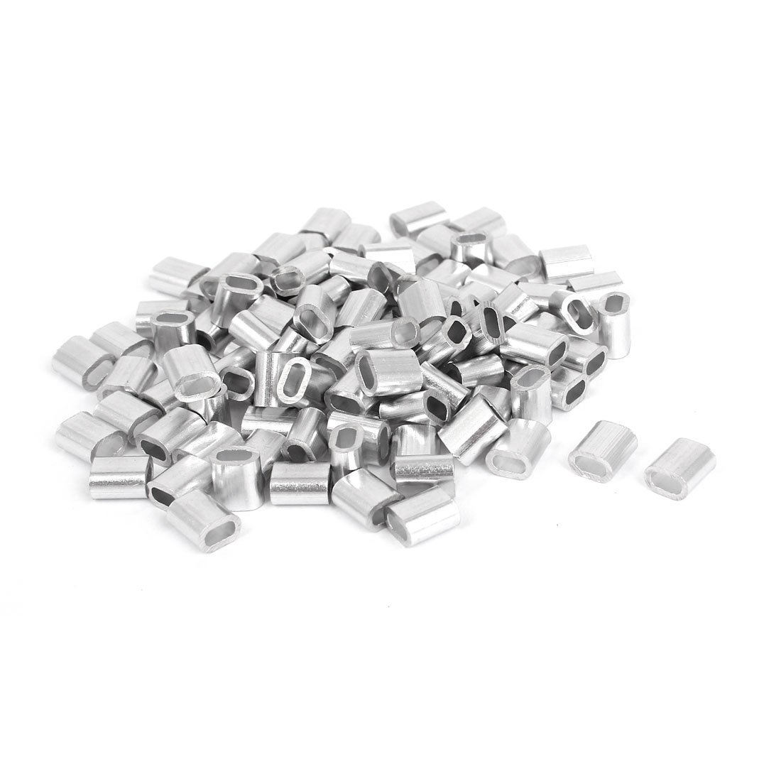 sourcing map 2mm 5/64-inch Wire Rope Aluminum Ferrules Sleeves Silver Tone 100 Pcs