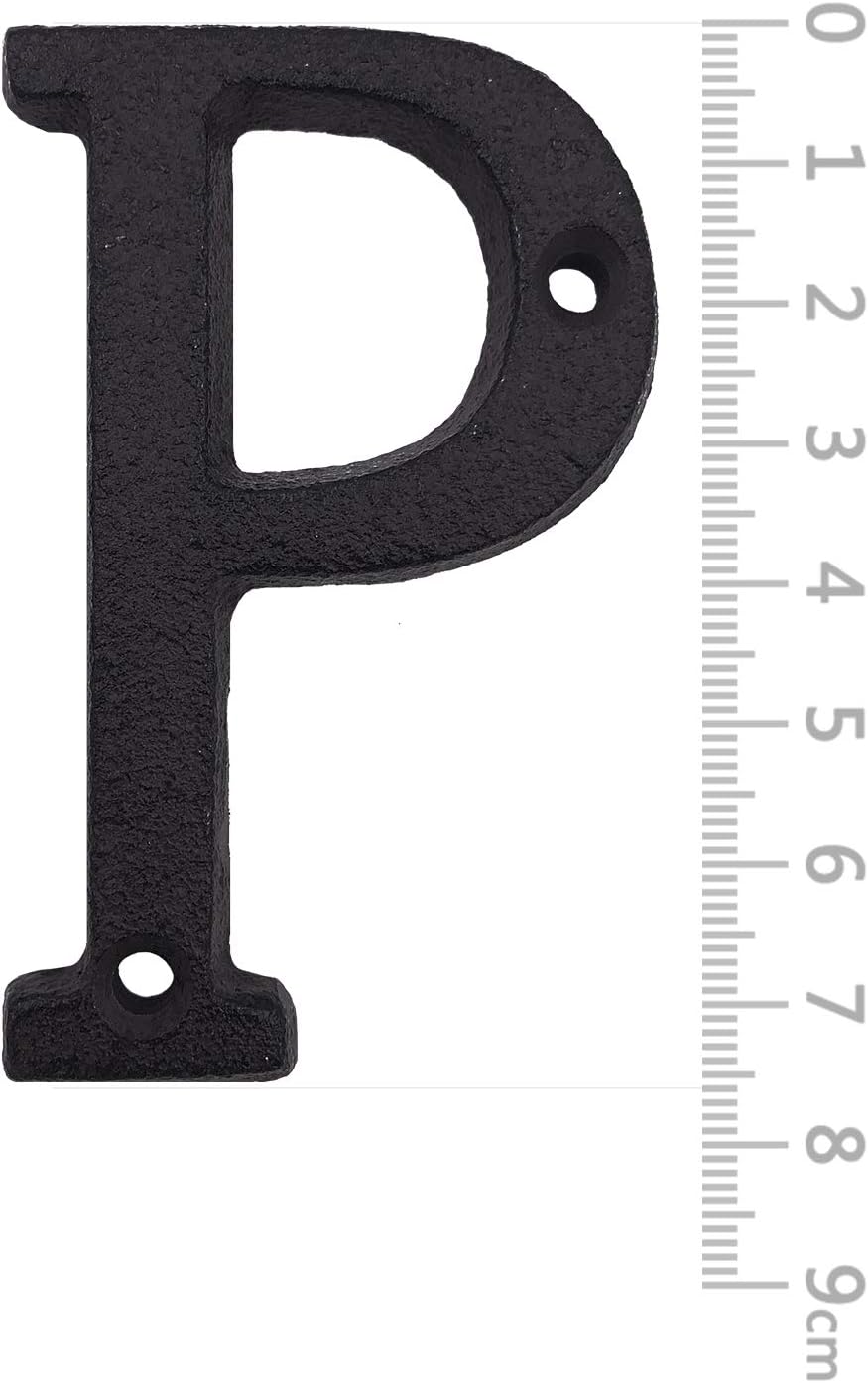 House Address Letters- 3 Inch High Innovative Wrought Iron Numbers, Vintage Nail on Die Cast Mailbox Letters,Letter P
