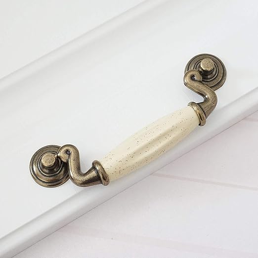 Moodscus 4 1 2 Drop Handle Ceramic Drawer Pull Antique Bronze