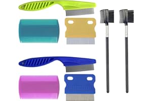 PEHADU 8PCS Pet Lice Combs Dog Grooming Flea Comb Cat Tear Stain Comb for Removal Dandruff Grooming Comb Multipurpose Tool for Small, Medium & Large Pets