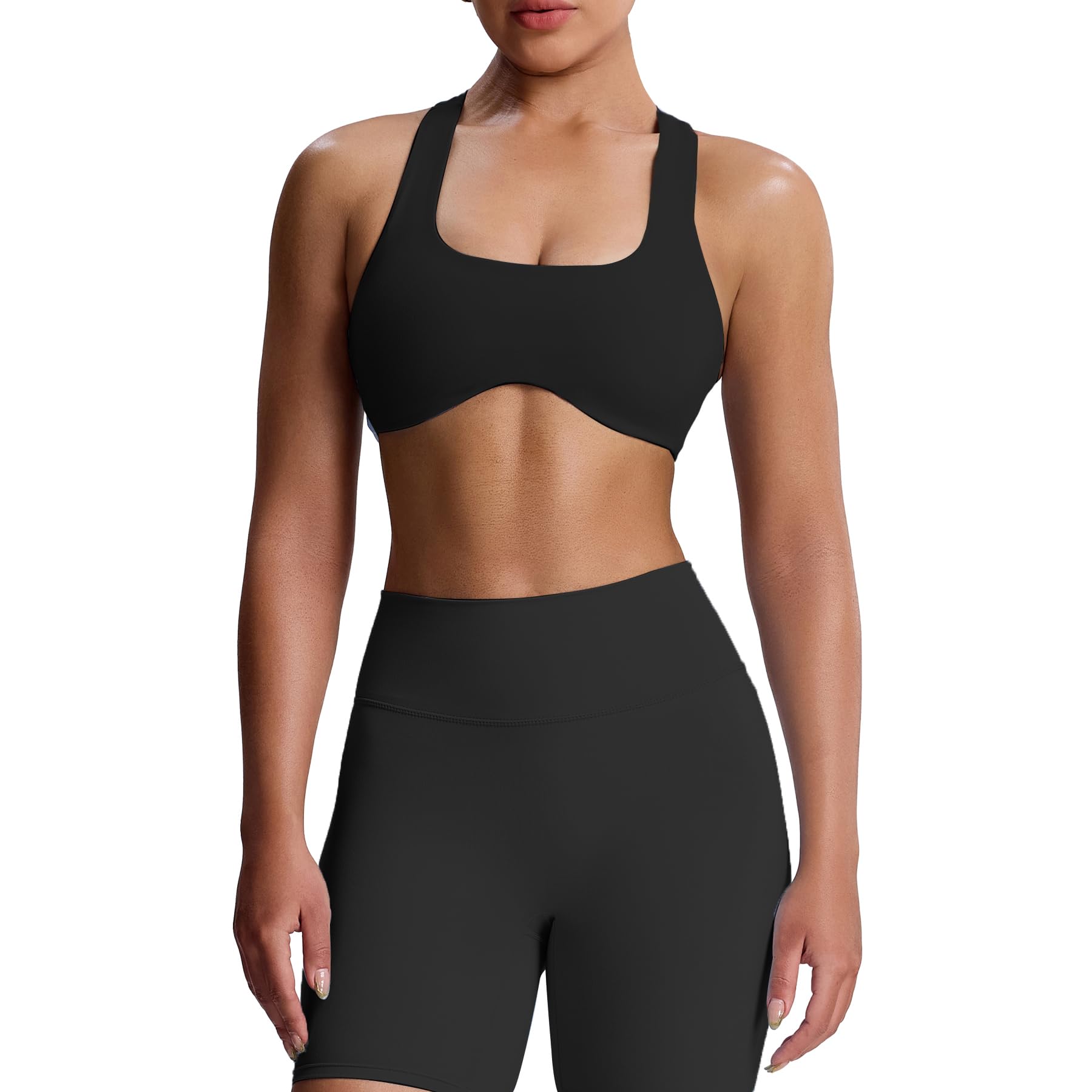 Sofra Women's Sports Bra 6-Pack – Racer Back Yoga Active Wear, Wire-Free, Multi-Color Gift Pack BR0252SP1