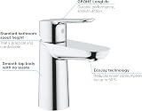 GROHE BauEdge Single Lever Basin Mixer Tap Chrome 28mm Ceramic Cartridge Water view 4