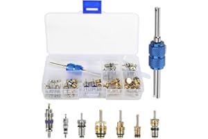 UHANBUT 40PCS Car AC Valve Core Kit, Car Accessories Air Conditioner Schrader Valve Kit, A/C R12 R134a Automotive Refrigeration Tire Valves Stem Cores Removal Tool for Most Cars