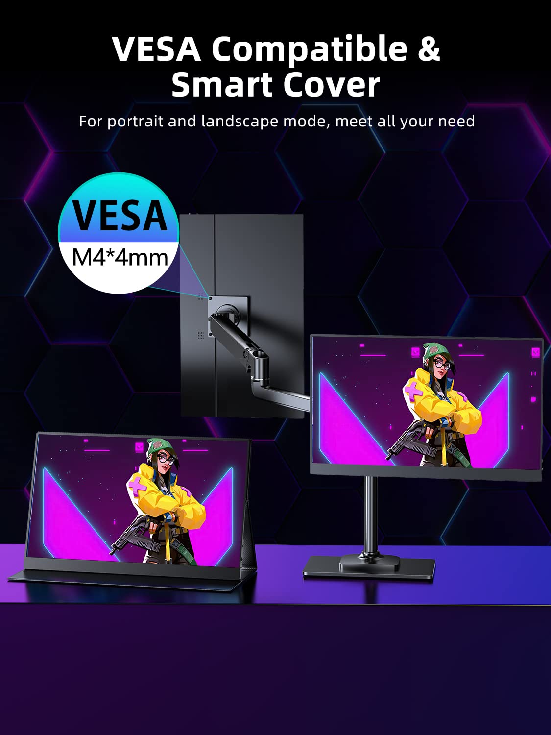 EVICIV 2K 144Hz Portable Monitor 100% DCI-P3 17.3