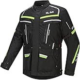 ILM Men's Street Motorcycle Jacket with CE Armor and Detachable Thermal Liner All Season Waterproof Adventure Touring Jackets Model JRL3 Black, L