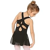 Arshiner Kid Girls Hollow Back Ballet Leotard with Skirt Sleeveless Dance Dresses
