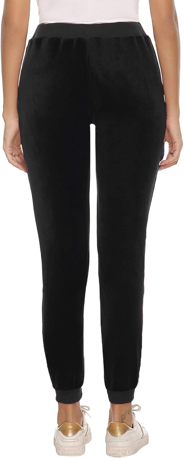 Abollria Women's Drawstring Waist Jogger Solid Velour Sweatpants with Pocket at  Women’s Clothing store