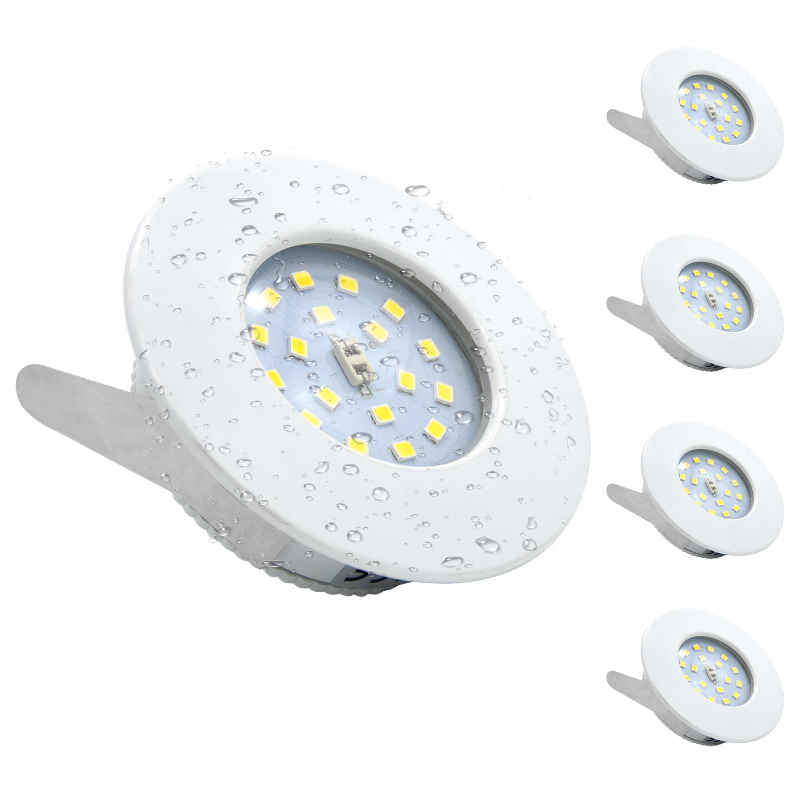 Wondlumi 4X 5W LED Recessed Ceiling Lights, IP44 Ultra Slim Recessed Bathroom Spotlights Downlights Cool White for Kitchen 240V 500LM Non-Dimmable