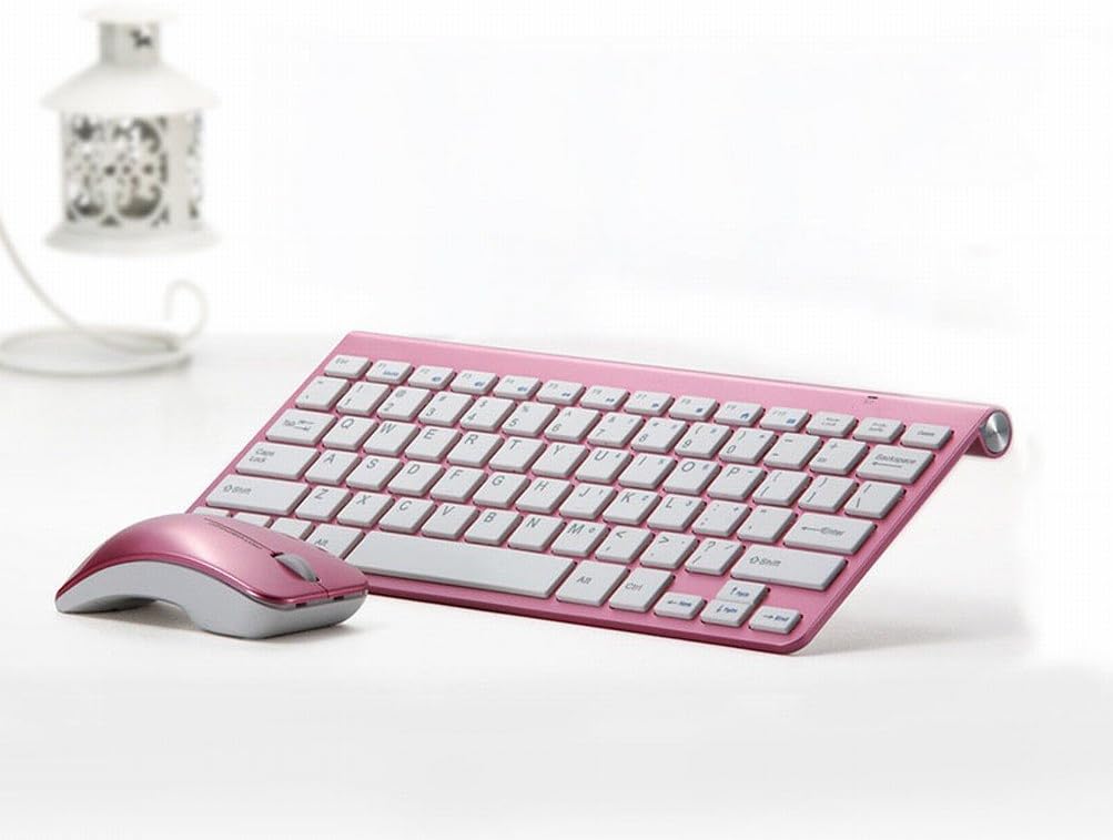 Ultra-thin Mini Wireless Keyboard Mouse Set,Pink
