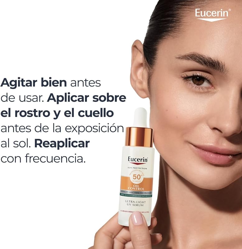 Sun Face Oil Control Sérum facial UV FPS50+ 30 ml - Protection solaire faciale 50 légère et matifiante - Sérum avec protection solaire 50+ et complexe anti-pollution - Invisible - Peau mixte