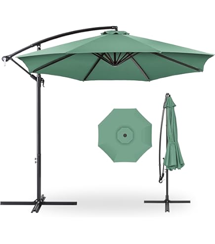 Best Choice Products 10ft Solar LED Offset Cantilever Hanging Market Patio Umbrella, 8 Sturdy Ribs, Easy Adjustment