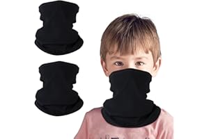 KGC 2 Pack Kids Neck Warmer Gaiter,Fleece Windproof Winter Face Mask Scarf Bandana Face Cover for Boys Girls Outdoor Sports