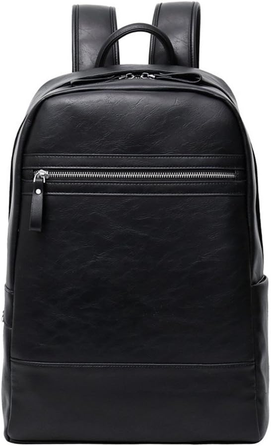 Peggie House Mens Black PU Leather Backpack with Breathable Mat at the back