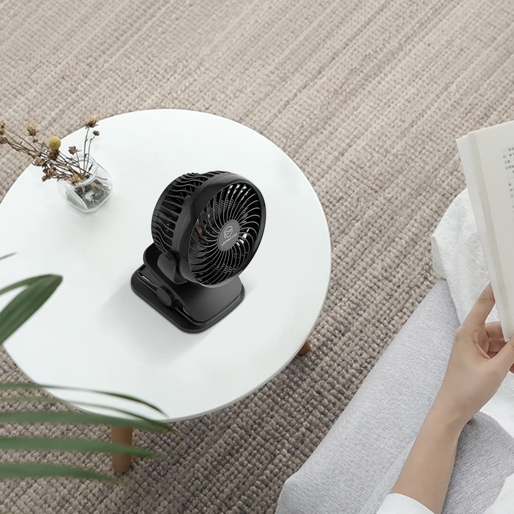 Shinebella AA Battery Powered Clip on Fan with 4-Speed, 5’’ Small Desk Fan with Aroma Function, USB Powered, 360°Rotation, Ultra Quiet, for Golf Cart, Stroller, Bedroom,Car(Batteries Not Included)