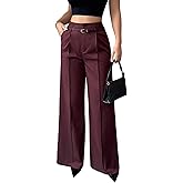 LAJIOJIO Wide Leg Dress Pants Women Casual,High Waist Work Pant Straight Leg Trousers with Pockets