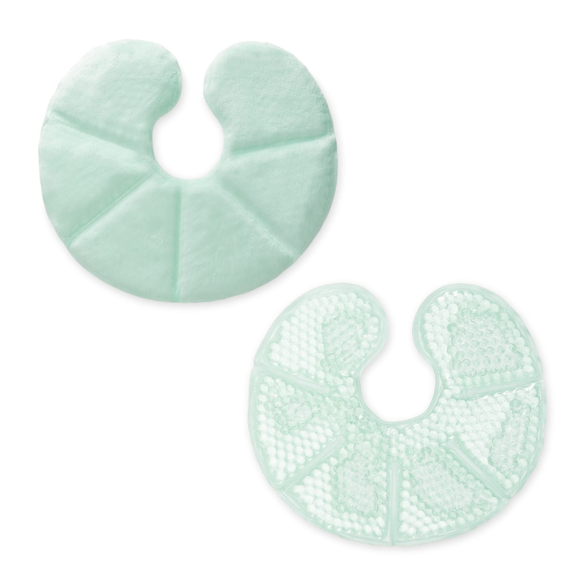 Navaris Breast Gel Pads - Hot or Cold Breastfeeding Pad Set - Reusable Heat or Cooling Compress Packs with Polyester Plush Backing - 2 Pack, Green