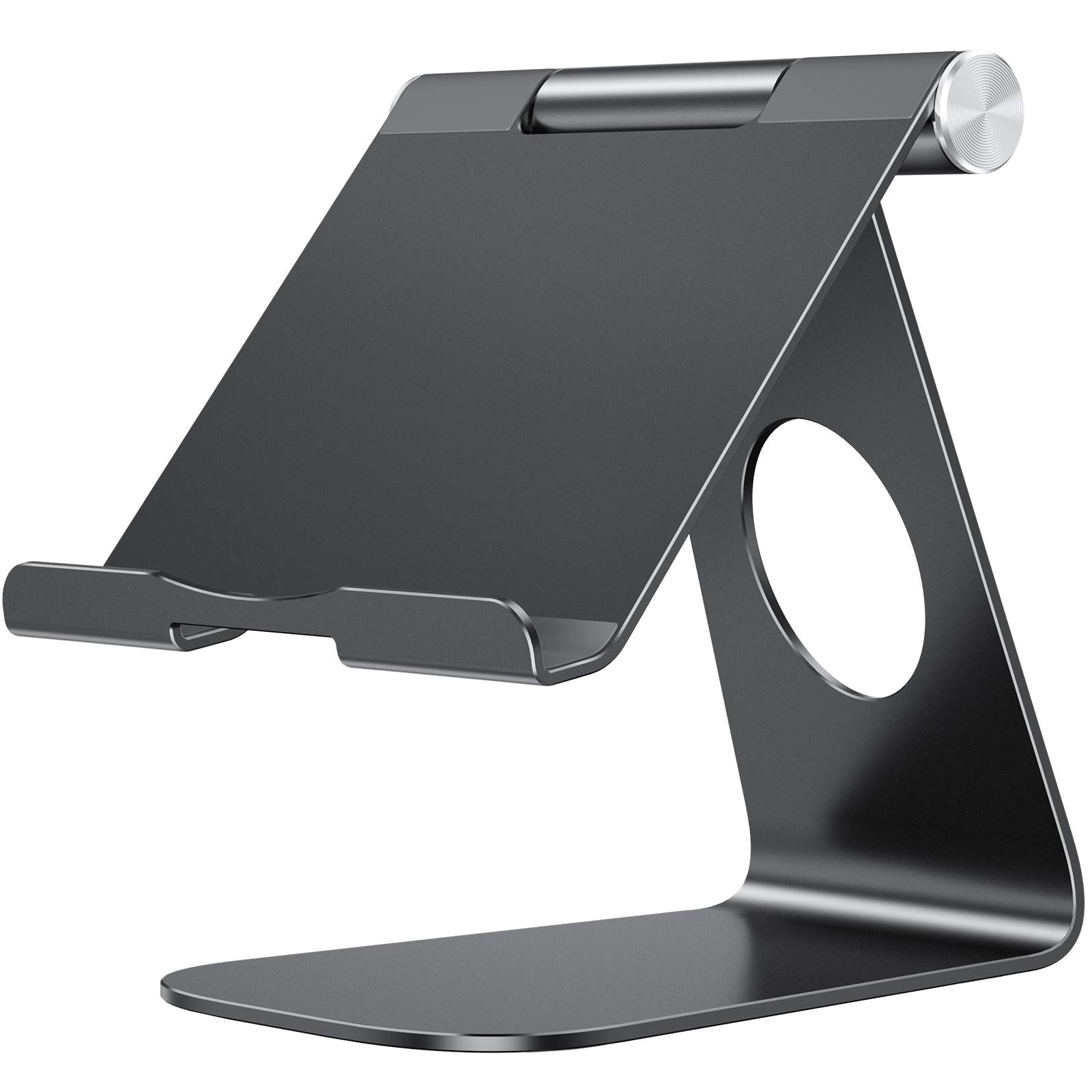 Tablet Stand Holder Adjustable, OMOTON T1 iPad Stand, Desktop Aluminum Tablet Dock Cradle Compatible with iPad Air 4/Mini, New iPad 10.2/9.7, iPad Pro 11/12.9, Samsung, Nintendo and More, Black