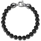 GAVU 8MM Beaded Bracelet for Men, Lava Tiger Eye Triple Protection Bracelet for Men 7.5"/8.5"/8.9"