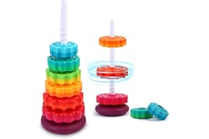 LMTNNB Spinning Stacking Toys - Rainbow Tower, Kids Stackable Spinning Toy, Educational Toy for Toddlers 1-3, Strong ABS Plastic, Color & Shape Recognition, Builds Sensory & Motor Skills