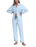 COLORFULLEAF Women's 100% Cotton Long Sleeve Pajama