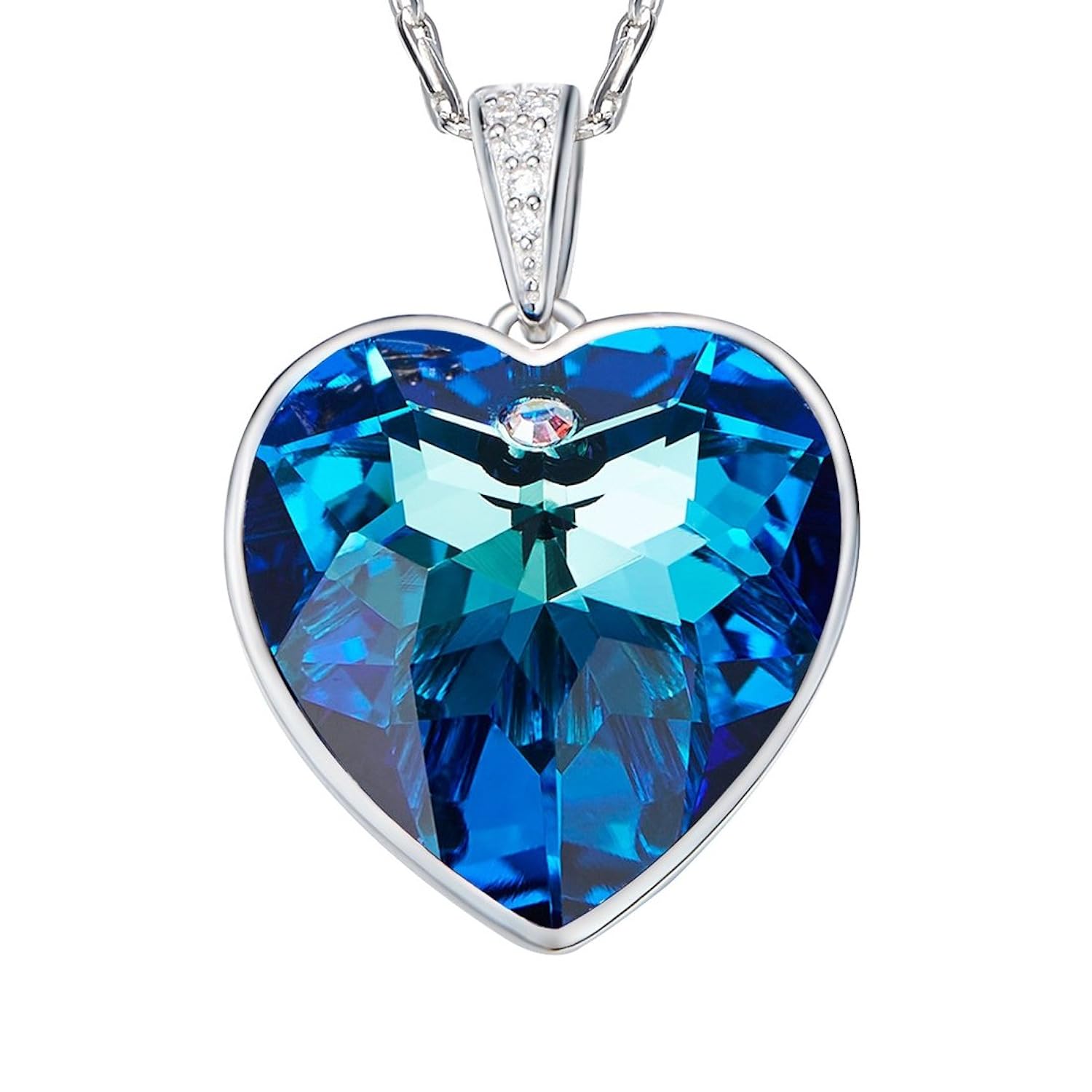 RJewellery Collar De Plata Esterlina Con Cristal Swarovski De Zafiro Azul