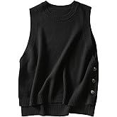 Wowcarbazole Women's Sleeveless Sweater Vest Casual Crew Neck Ribbed Knit Pullover Tops Loose Fit Full Clothes