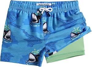 MaaMgic Badehose Jungen Badeshorts Kinder | Schnelltrocknend Schwimmhose Kurz Swim Shorts für Kleine | 2 in 1 Boardshorts mit Kompression Innenhose Taschen Verstellbare Tunnelzug MEHRWEG