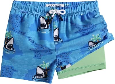 MaaMgic Badehose Jungen Badeshorts Kinder | Schnelltrocknend Schwimmhose Kurz Swim Shorts für Kleine | 2 in 1 Boardshorts mit Kompression Innenhose Taschen Verstellbare Tunnelzug MEHRWEG
