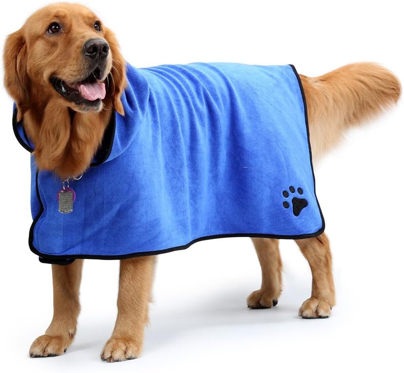 Zaote Microfibre Dog Towel Super Absorbent Pet Dog Bathrobe Easy Wear