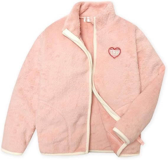 Amazon ピンク 1cm 子供服 女の子 アウター フルジップ ジャケット ボアフリース ハート刺繍ワッペン カラーパイピング 女児 キッズ メール便発送 コート ジャケット 通販