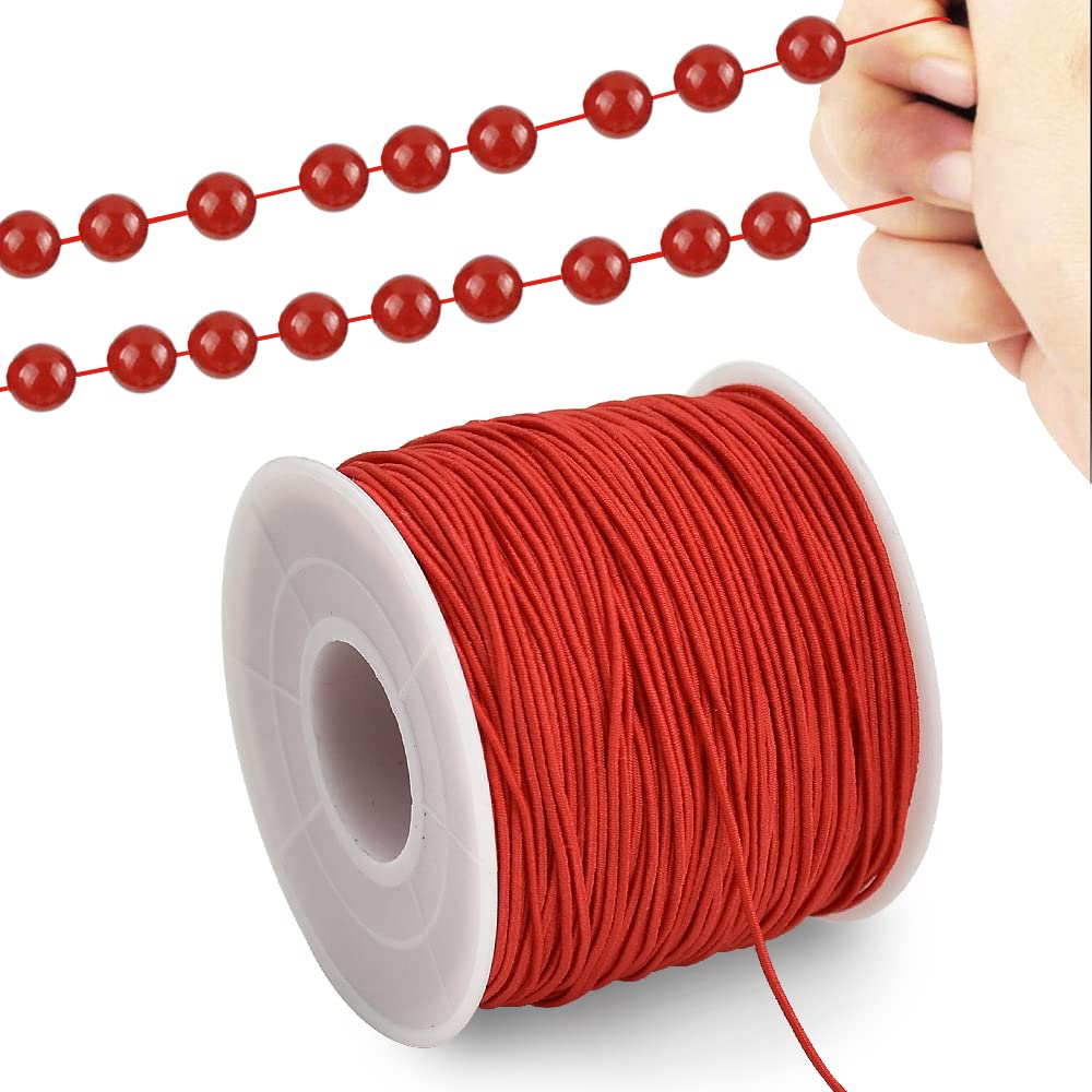 Photo 1 of TONIFUL 1mm x 110 Yards Red Elastic String for Bracelet Jewelry Making, Stretchy Cord for Bracelets, Rattail Macrame Necklaces Bulk Beading Thread Kumihimo