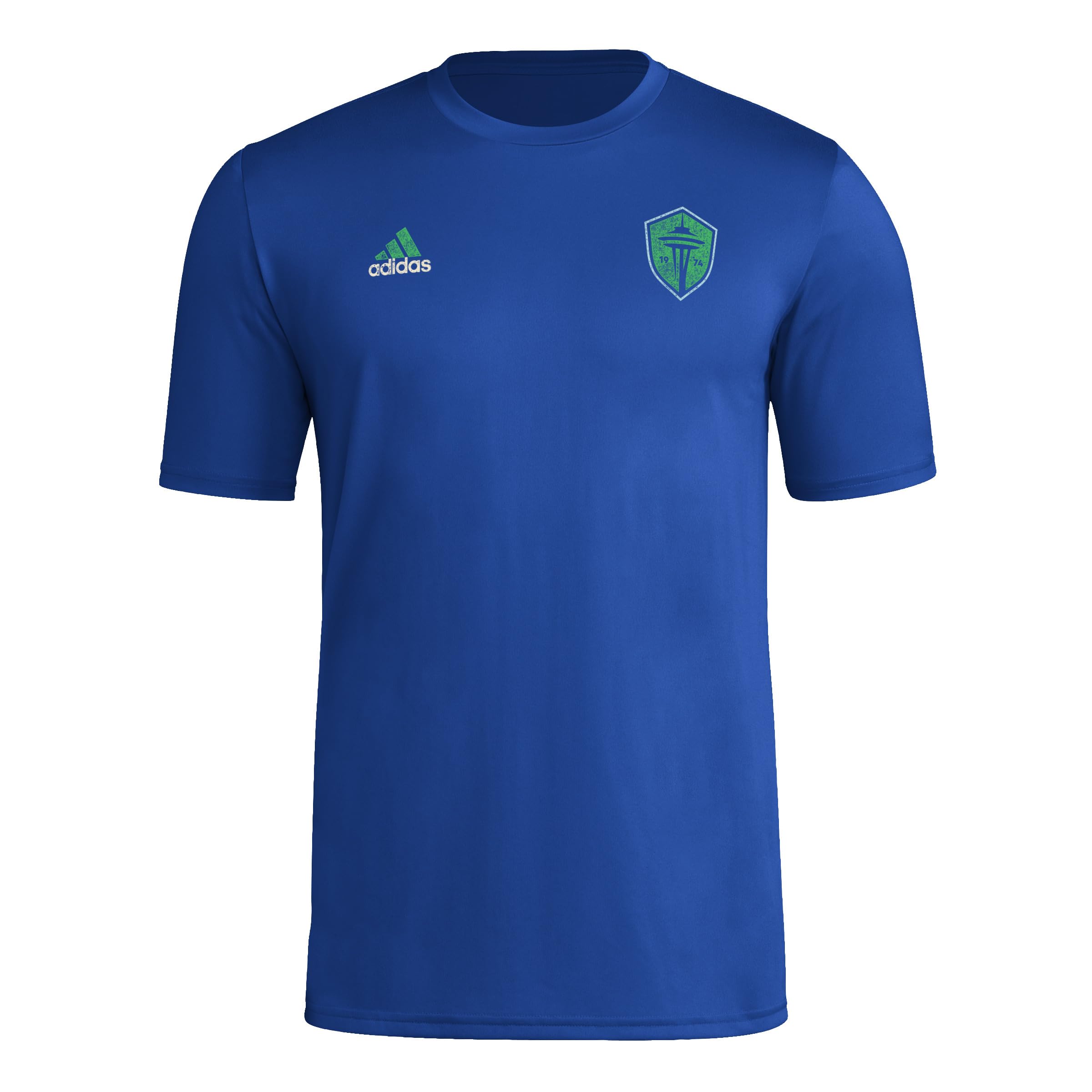 adidas men's seattle sounders mls short sleeve t-shirt, royal blue small logo, 3x-large