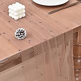 Joanlody Pearl Table Runner 10ft Rustic Boho Tulle Runner with Pearls for Baby Shower Wedding Party Veil Dessert Table Decor Coffee