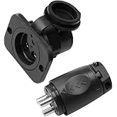 12VCPS3 70A Trolling Motor Plug &amp; Receptacle for 2 or 3-Wire Configuration 12V, 24V, 12/24V, 24/36V, 36V or 48V Systems for Minn Kota Marine Boat Watertight Heavy Duty Electrical Power Connector Black