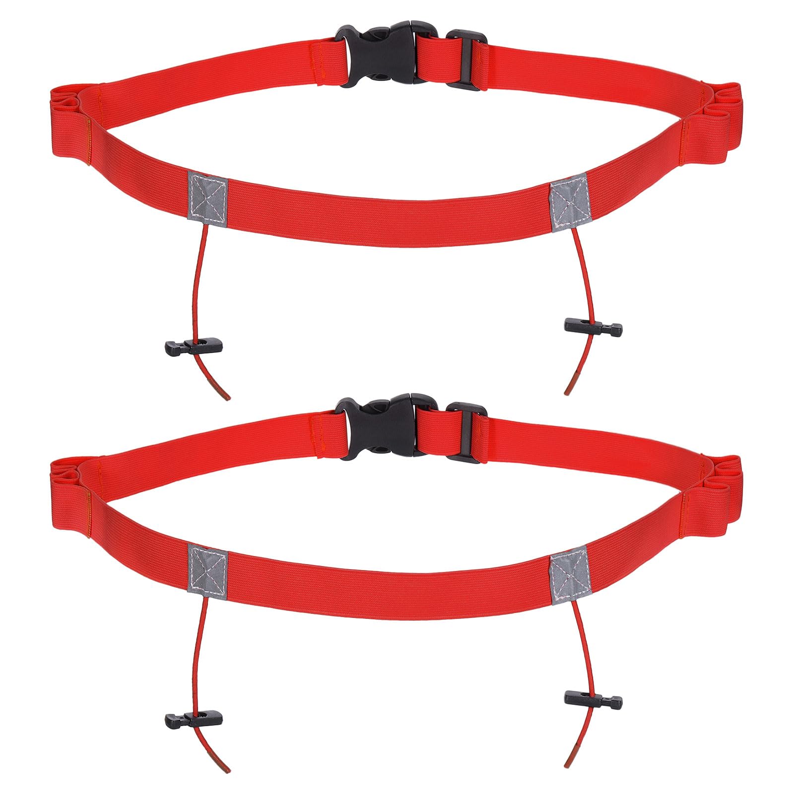 PATIKIL Elastic Triathlon Running Belt, 2 Pack Adjustable Race Number Belt Race Belt Bib Holder with 6 Energy Gel Loops for Marathons Racing Cycling, Red