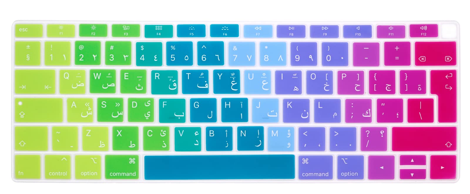 MMDW Arabic Language Stylish Keyboard Cover A2179 Silicone Protective Skin Protector for MacBook Air 13 inch with Touch ID A2337 M1 Chip European Layout,Rainbow