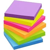 Sticky Notes 3x3 Inch, 6 Pack, Bright Colors, 100 Sheets/Pad, 600 Total | Bright Colors, Strong Self-Stick Adhesive, Removable &amp; Repositionable, Ideal for Office, School, and Home Reminders