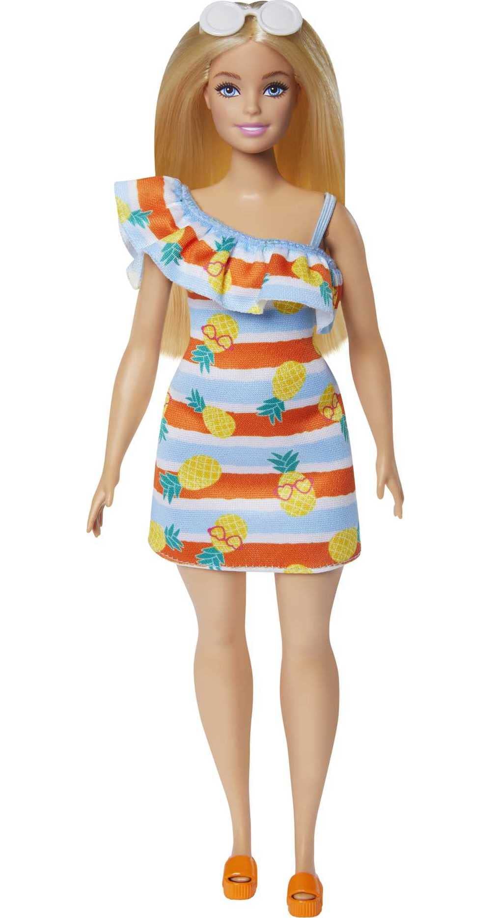 Photo 1 of Barbie Loves the Ocean Doll with Blonde Hair Wearing Floral Sundress & Accessories, Fashion Doll & Clothes Made from Recycled Plastics