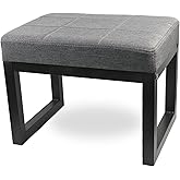 AOKMZUS Ottoman Footstool, Rectangular Linen Footstool with high Elasticity Sponge seat and Metal Legs, Small Footstool for B