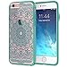 iPhone 6 Plus, iPhone 6s Plus Case, True Color Teal Ethnic Mandala Printed on Clear Transparent Hybrid Cover Hard + Soft Slim Thin Durable Protective Shockproof TPU Bumper Cover