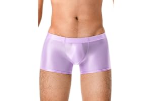 Kaei&Shi Mens Full Coverage Underwear,Low Rise Boxer Briefs Panties,Sexy Silky Booty Shorts Lingerie