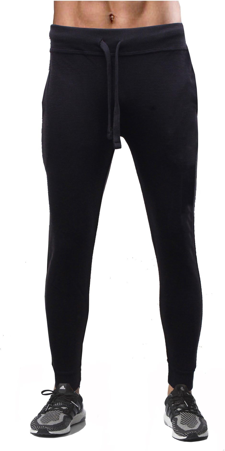 ROCKBERRY Originals Men's Tracksuit Bottoms Sweatpants Cotton Blend Textured Pique Fitted Popcorn Trousers