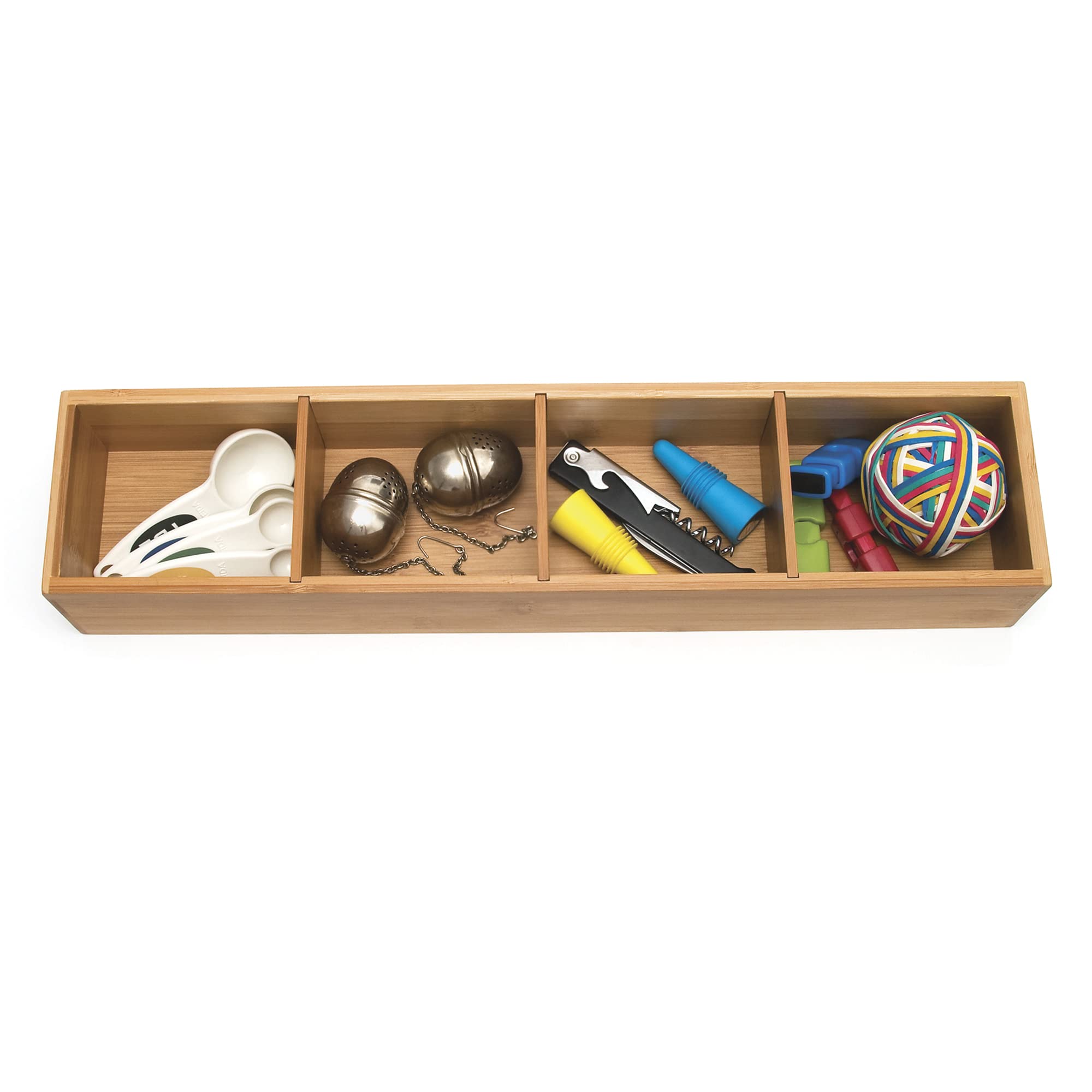 Lipper International 8884 Bamboo Wood 4-Part Drawer Organizer with Removable Dividers, 17-1/2