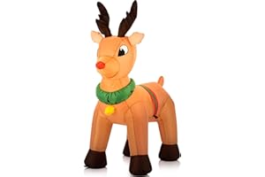 Celebright Christmas Inflatable Reindeer - Outdoor/Indoor Bright LED Light Up Porch Decoration - Built in Air Compressor - Pegs Included for Garden Use 100cm (3.3ft)