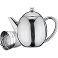 Cafe Ole by Grunwerg RTD-12 Rondeo 18/10 Stainless Steel Double Wall Teapot with Infuser, 1.2 litres