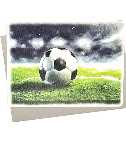 Whitman And Daughter Fußball-Geburtstagskarte – Aquarell Motiv, Blanko Innen, 12,7x17,8 Cm