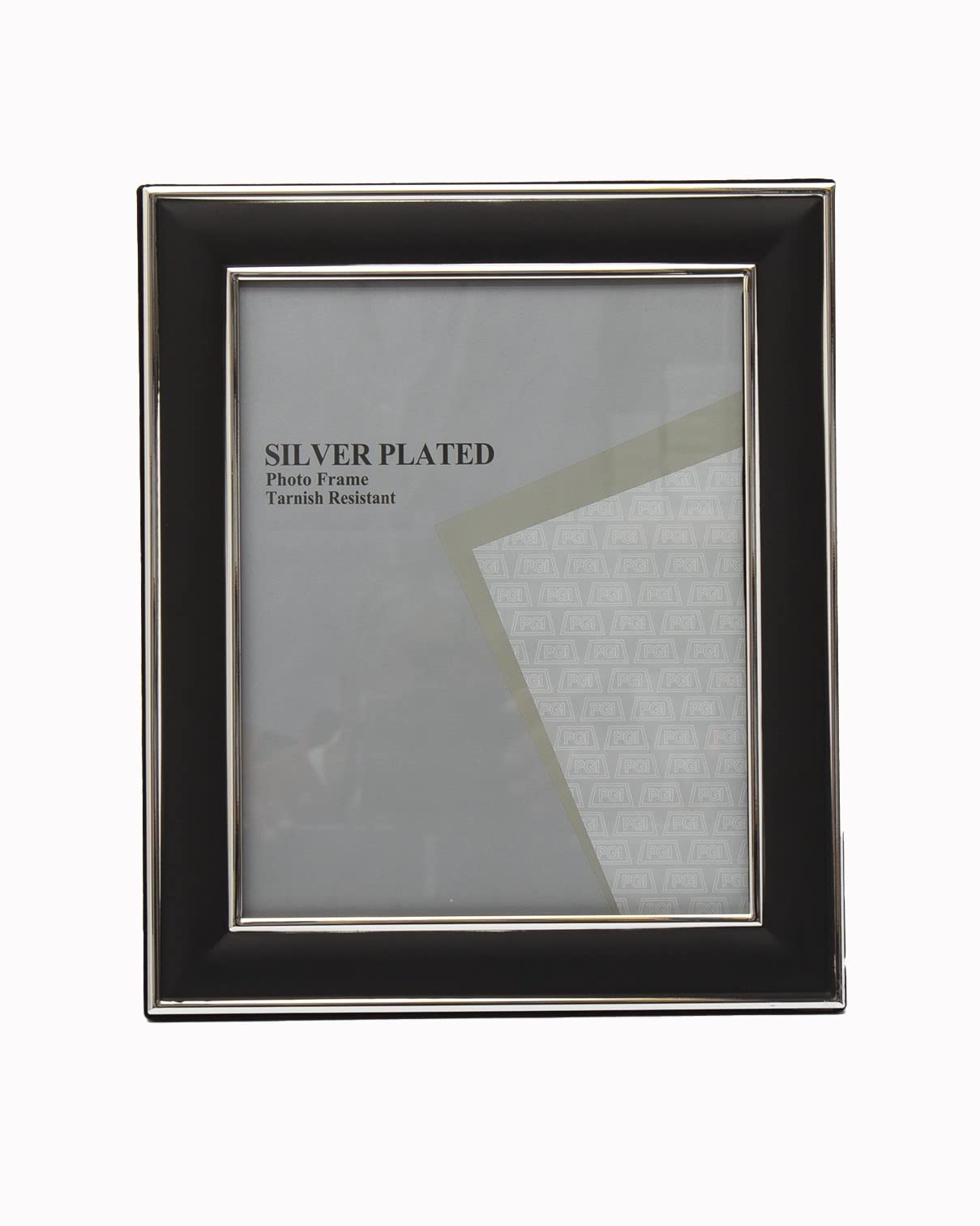8x10-inch Matt Black and Silver Photo Frame Stands/Hangs Both Ways - Velveteen Backing - Tarnish Resistant (8x10-inch)